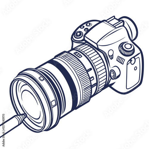 Professional camera with zoom lens and stylus photography digital