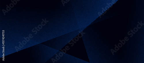 Black dark navy blue silver abstract pattern background. Geometric shape. Line triangle angle fold polygon diamond 3D. Color gradient ombre. Rough grain noise