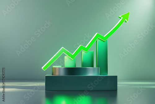 Green Growth Chart on Podium Rising Trends and Economic Success