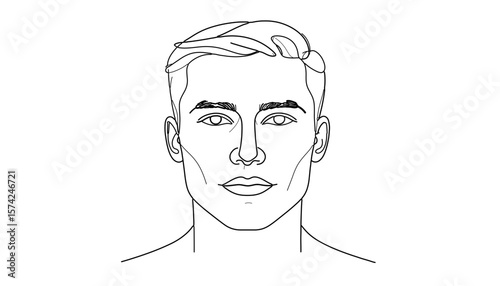 Minimalist Line Art of a Confident Young Man’s Face