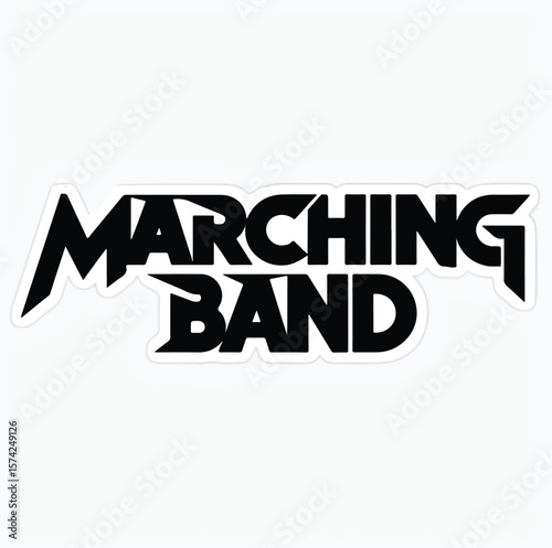 Bold Marching Band Graphic Sticker Design – Musical Logo with Strong Typography