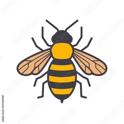 Stripped bee flies stylized graphic isolated white backdrop