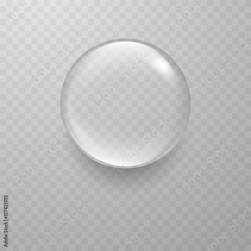 Single transparent water drop with realistic shine effect