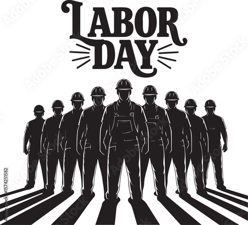 Labor Day Worker Silhouette Construction Tribute Design
