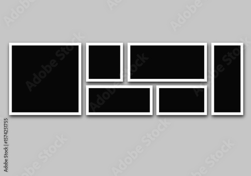 photo card frame. blank retro memory album. Retro vintage photograph. Digital snapshot image.  Images different forms on wall