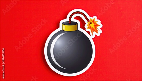 Cartoon bomb on red background