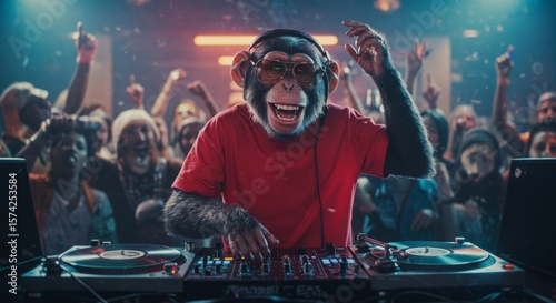 monkey dj on the party