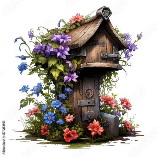 bird house with flowers
