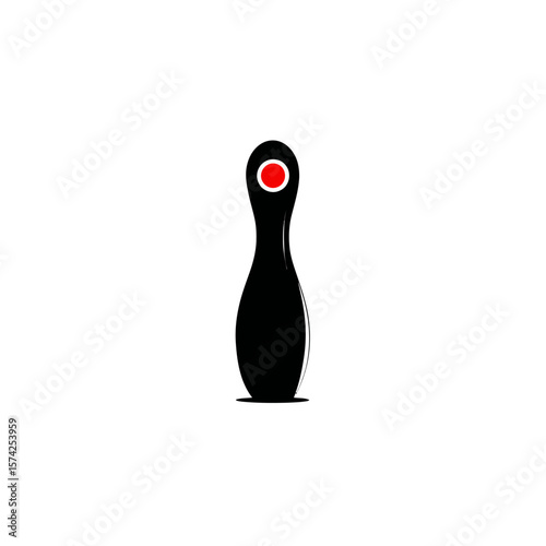 Black bowling pin stands center white minimalism background game