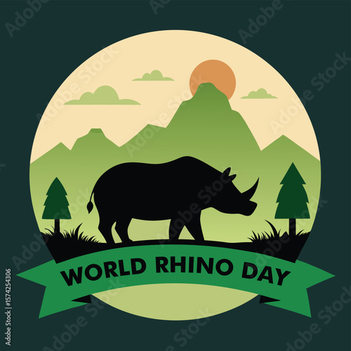 World Rhino Day Sunset Landscape for Wildlife Conservation