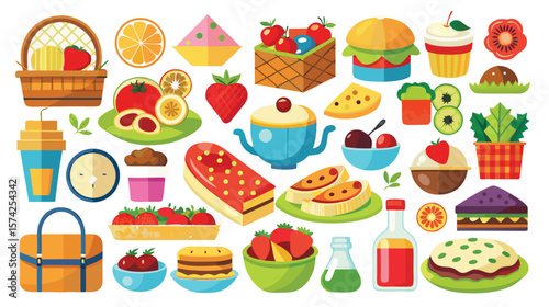 Delicious Picnic Basket A Colorful Collection of Summer Foods and Drinks