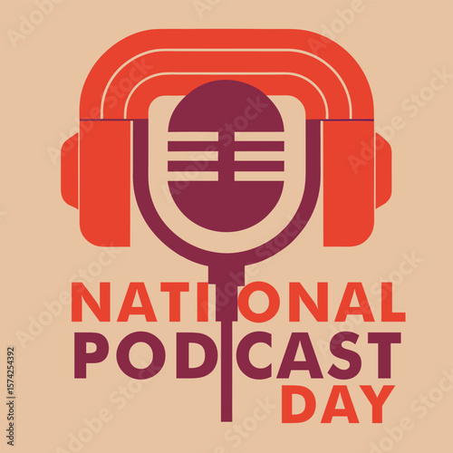 National Podcast Day with Microphone and Headphone Design
