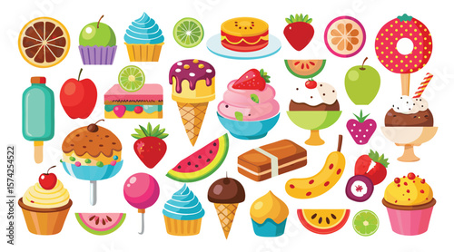 Delicious Treats A Colorful Collection of Sweet Fruits and Desserts
