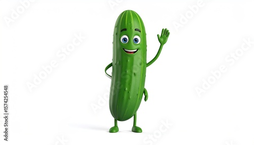 Cartoon cucumber with a friendly smile