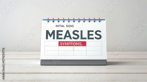 measles Calendar displaying initial signs and symptoms of measles on a clean background.