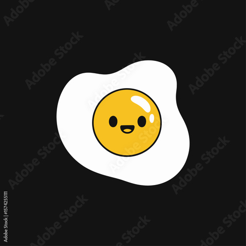 Happy Fried Egg: A cute and cheerful illustration of a fried egg with a smiling face, perfect for breakfast-themed designs, children's books, or adding a touch of whimsy to your projects.