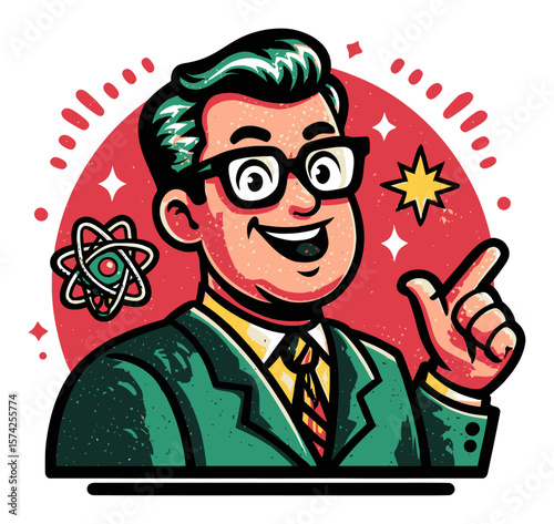 Cartoon businessman cheering with megaphone and presentation chart