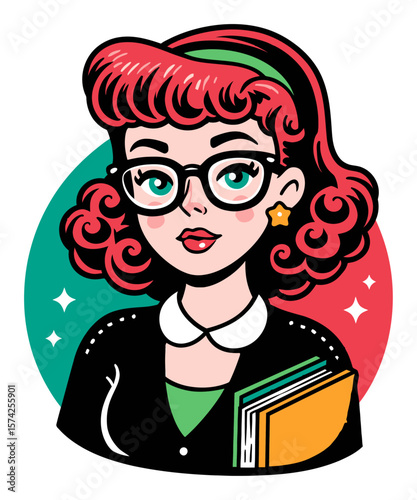 Colorful Cartoon Face with Distorted Features and Expressive Eyes