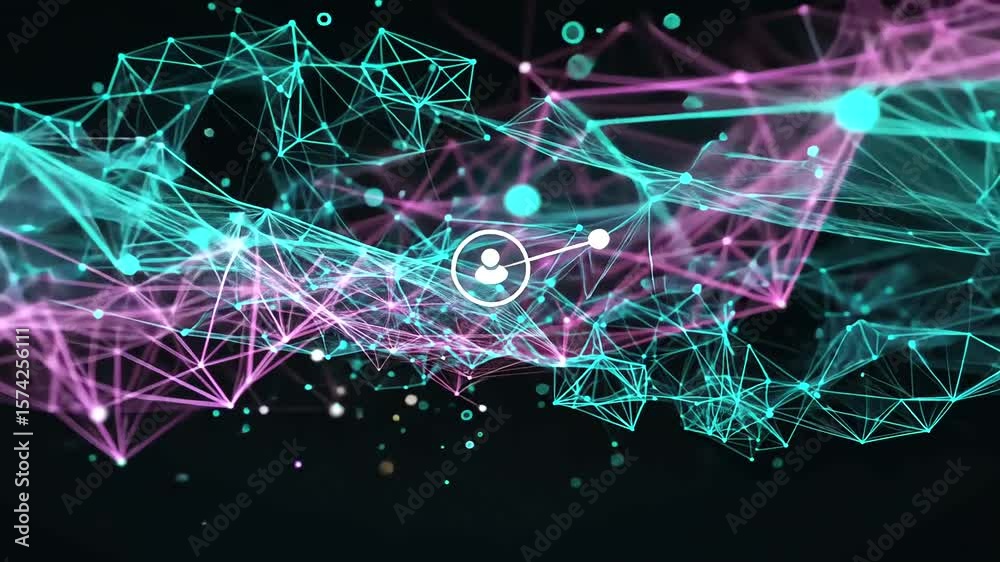 Dynamic Teal and Pink Plexus Animation for Technology and Social Media Concepts