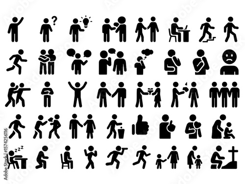 Human Pictogram Icons Set.