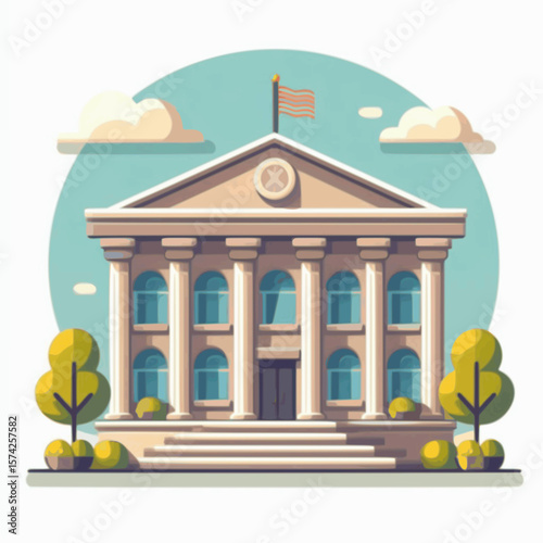 Flat vector icon of bank building

