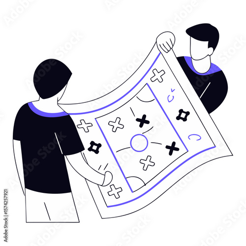 People Unrolling Scroll of Strategy Diagrams