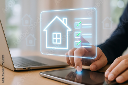 Home inspection checklist app on tablet for real estate property management and digital house survey tool