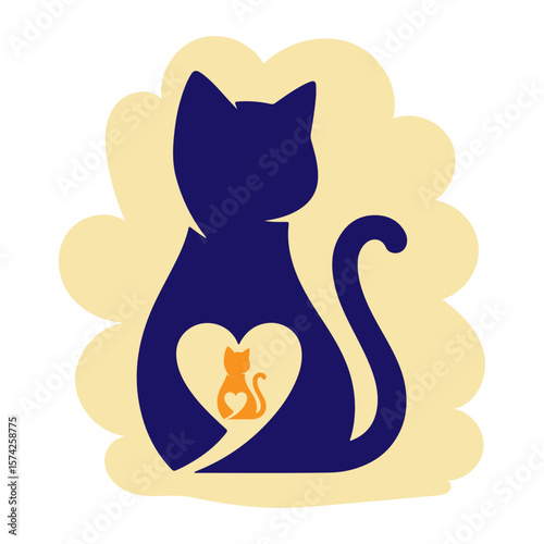 A cat pet care love symbol vector illustration