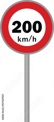 Speed Limit Sign 200 km/h