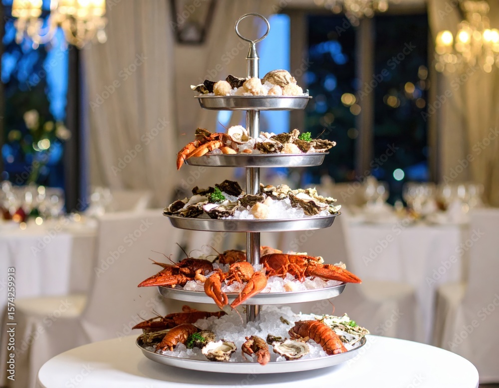 Naklejka premium Multi Tier Seafood Display