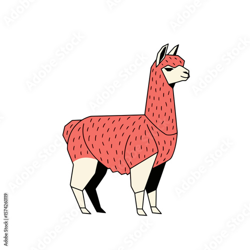Illustrated Llama: Quirky Animal Character for Design