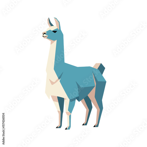 Geometric Llama Illustration: Modern Wildlife Art