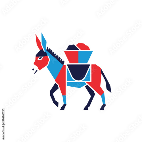 Geometric Donkey Illustration: Colorful and Stylized