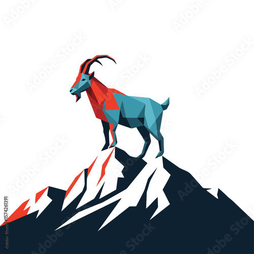 Geometric Goat Summit: A Polygon Art Illustration