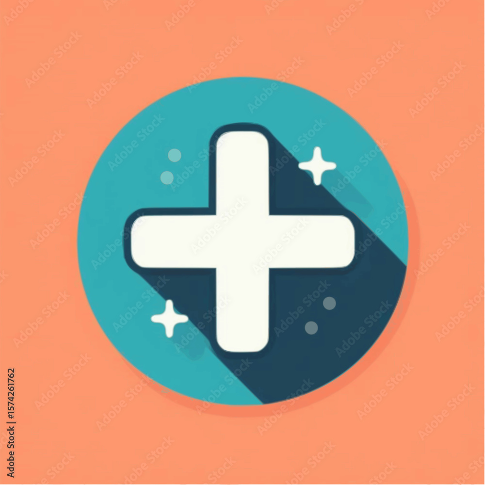 Obraz premium Flat icon of medical cross in circle