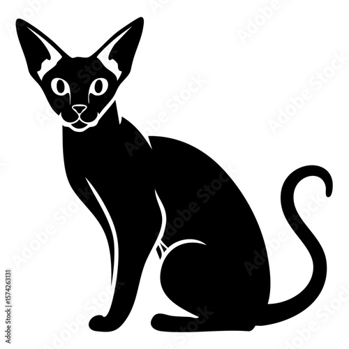 Oriental Shorthair Cat Black Glyph Icon (Color Changes Available in SVG)