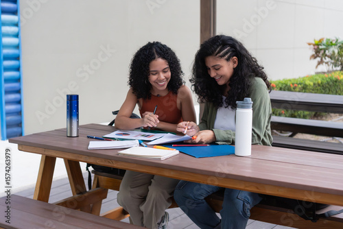 University students collaborating on project outdoors: enhancing learning together