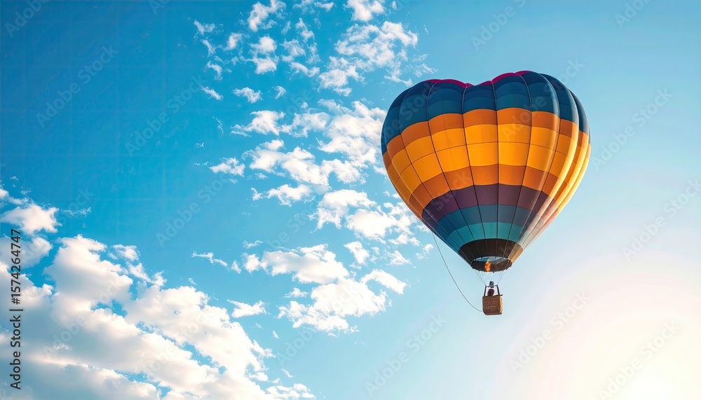 Fototapeta premium Heart-shaped hot air balloon in a vibrant sky