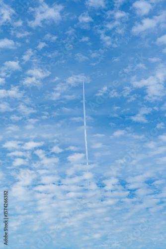 Jet stream in a blue sky with cirrus clouds 
