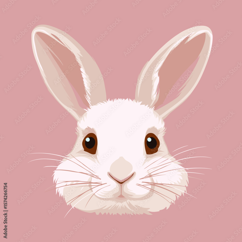 Obraz premium cute easter bunny face vector logo, illustration