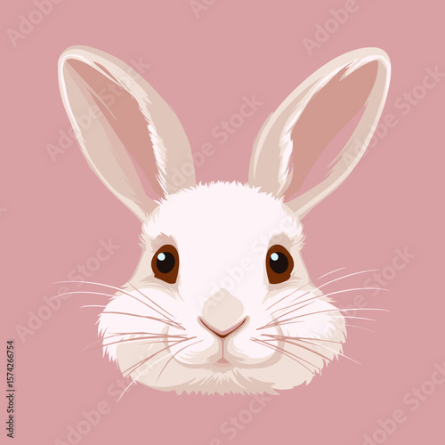 cute easter bunny face vector logo, illustration