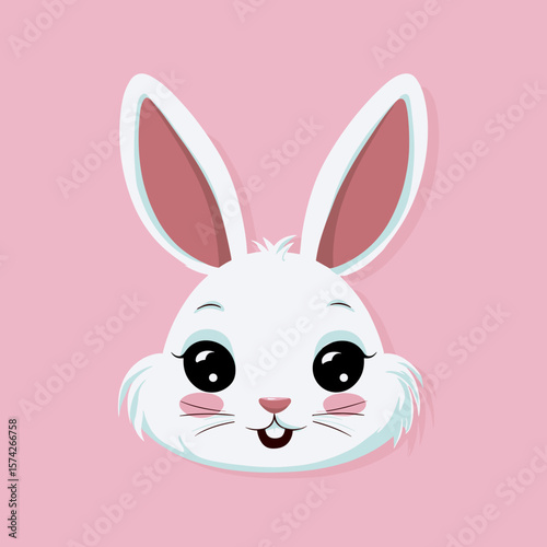 cute easter bunny face vector logo, illustration