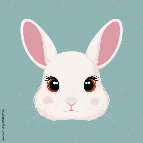 cute easter bunny face vector logo, illustration
