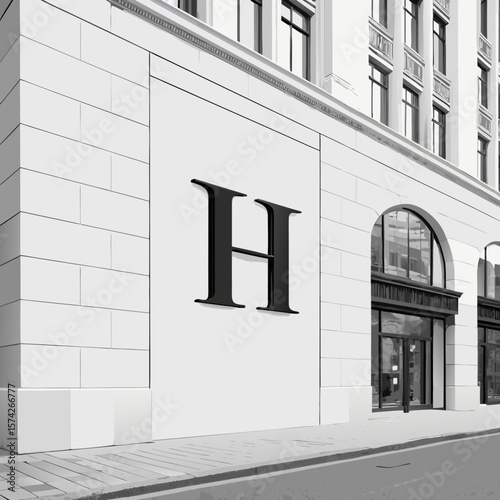 H facade of a building
