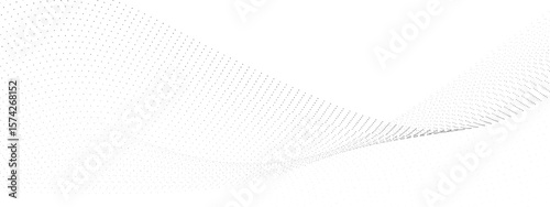 Abstract halftone flowing wavy colorful gradient dots shape isolated on transparent background. Digital future technology concept. Design for web design, music, cover, technology, science, data