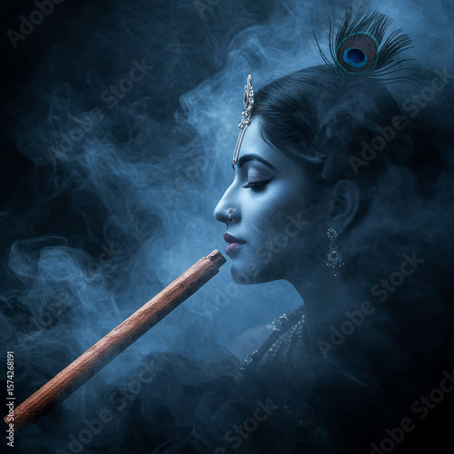 Ethereal Blue-Toned Krishna...