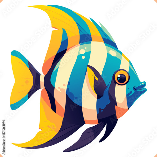 Colorful cartoon fish with big eyes, cute and playful style, vector illustration on white background.
Vector illustration of fish on white background