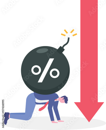 Debt burden risk from high interest rate, FED or federal reserved rate hike cause heavy loan or mortgage payment,
