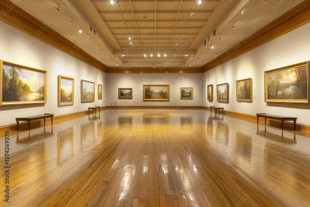 Obraz premium Art Gallery Interior with Paintings