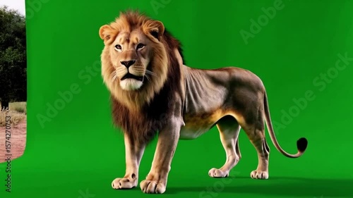 Wallpaper Mural Lion walking towards camera on green screen for compositing and visual effects work usage green screen animal video Torontodigital.ca